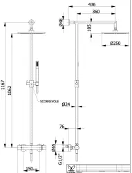 DEMM Shower combinação de chuveiro termostático com chuveiro de efeito chuva cromado 1208946967