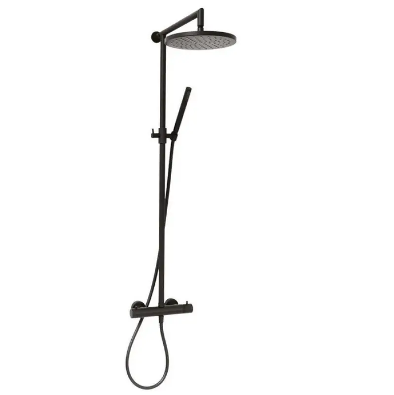DEMM Shower combinação de chuveiro termostático com chuveiro de efeito chuva preto fosco 1208946968