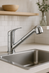 Torneira de cozinha DEMM com bica extensível e função de ducha, cromo 1208947359