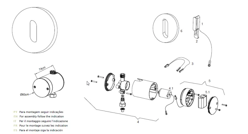 Waterevolution Flow infrared sensor for washbasin, by mains power supply, stainless steel T118EEIE