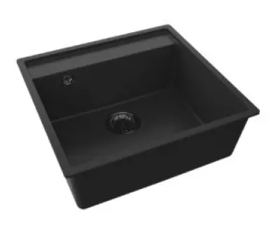 GraniteMy Bremen pia de granito 53x50 cm preta montagem sobreposta, embutida e nivelada com bancada para torneira 1208952256