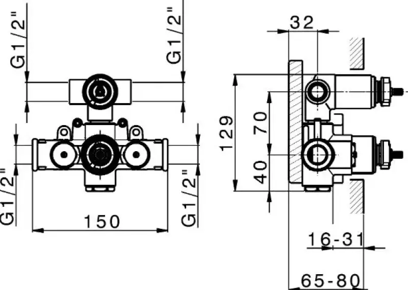 Cisal Arcana Royal recessed thermostat with stop diverter chrome incl. recessed part 1208952378