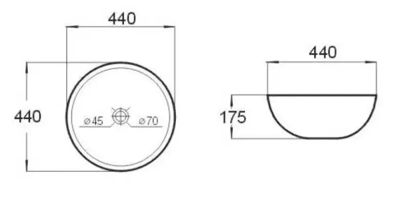 OUTLET Blusani Cera lavatório de cerâmica de encastrar 44 cm branco brilhante BC204503