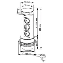 EVOline Port 3 Tomada embutida com aterramento preta