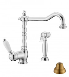 Torneira de cozinha nostálgica PB com ducha de mão retrátil separada em bronze