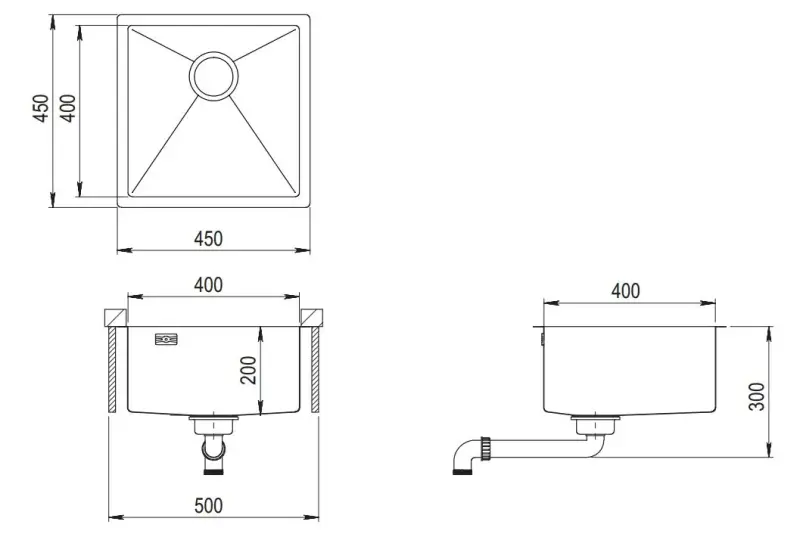 Ausmann Mosel stainless steel kitchen sink gold color PVD Gold 40x40 undermounted flush mounted and inset 080914
