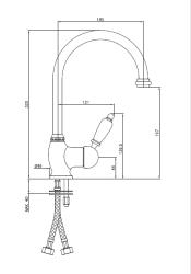 PB torneira de cozinha clássica monocomando com bica giratória de 200 mm em aço inoxidável 1208953115