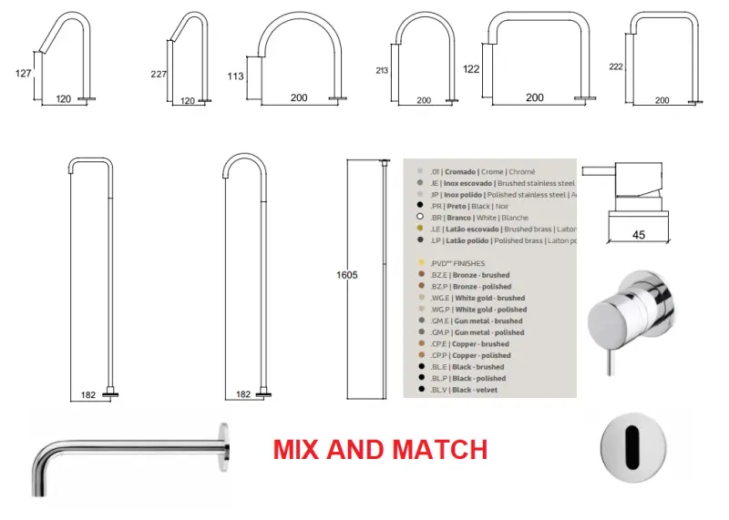 Torneira de lavatório Waterevolution Flow de 2 furos com bico pequeno de 120 mm em cobre escovado PVD T112VCPE