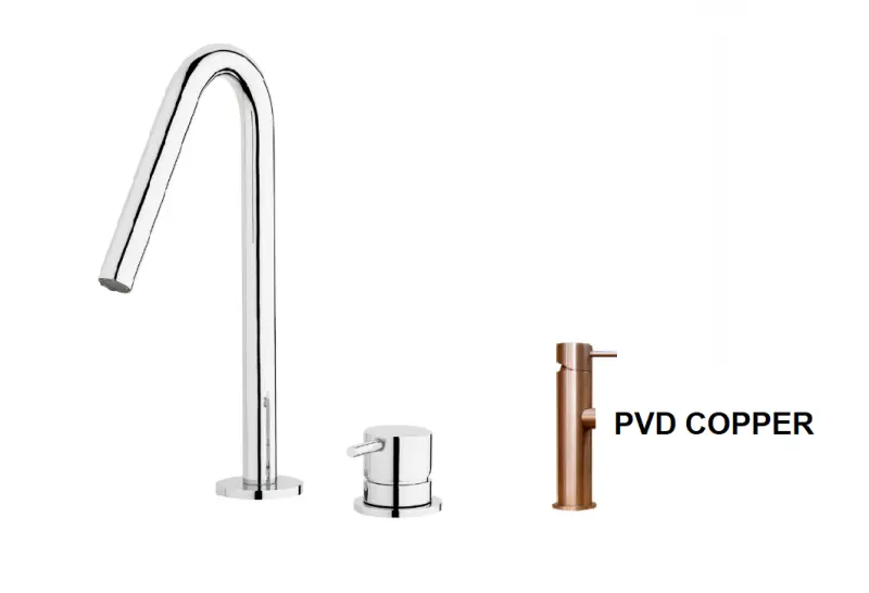 Torneira de lavatório Waterevolution Flow de 2 furos com bico pequeno de 120 mm em cobre escovado PVD T112VCPE
