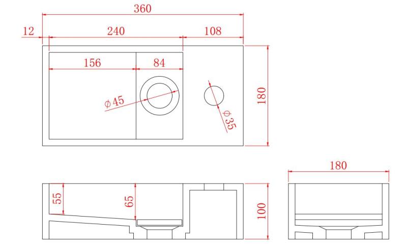 Solid-S Fonte em superfície sólida, 36 cm (L) x 18 cm (P) x 10 cm (A), preto mate com tampa, 1208953168