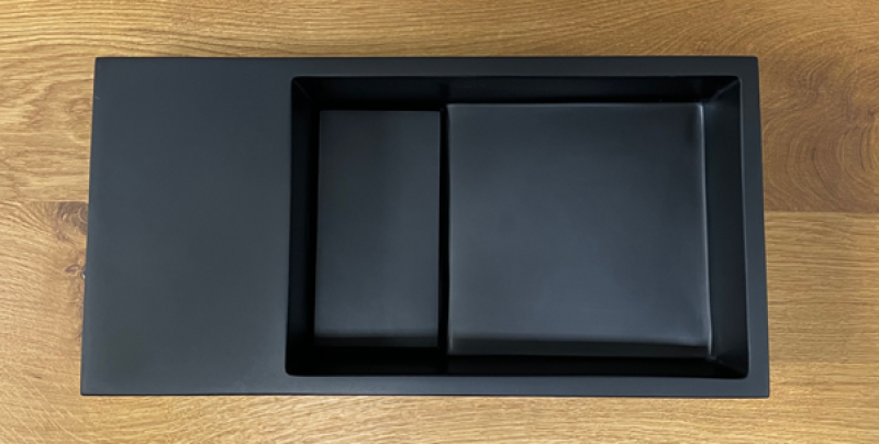 Solid-S Fonte em superfície sólida, 36 cm (L) x 18 cm (P) x 10 cm (A), preto mate com tampa, 1208953168