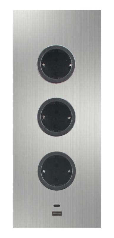 Indux Corner Coluna de energia com 3 tomadas, terra e carregador duplo USB-A&amp;C em aço inoxidável 1208953216