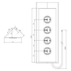 Poste de energia com 4 tomadas com aterramento preto 1208953219