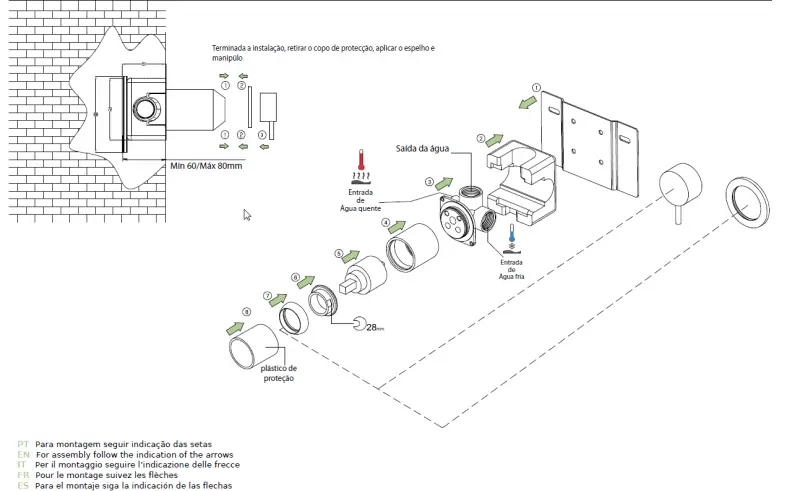 Waterevolution Flow Misturador embutido Latão totalmente escovado 1208953244