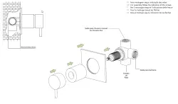 Waterevolution Flow embutido 2-vias desviador de latão escovado com roseta redonda T1482RLE