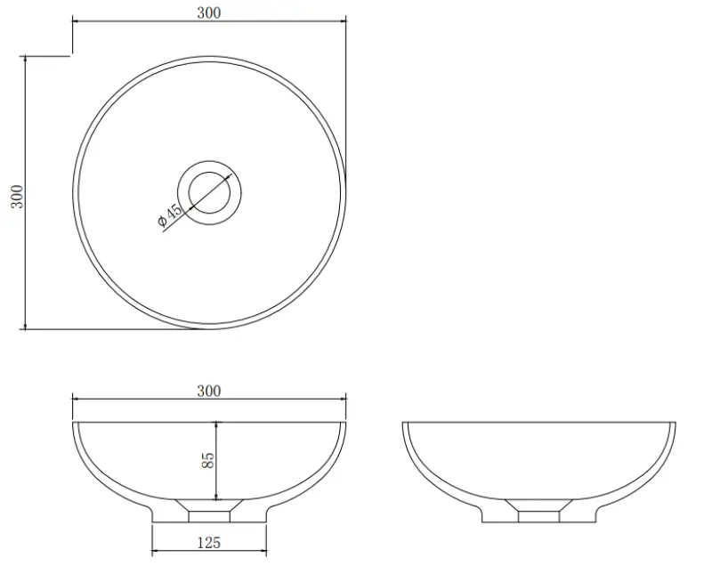 Lavatório Solid S pequeno, Solid Surface, redondo, 30 x 30 x 11 cm, branco mate, 1208953273