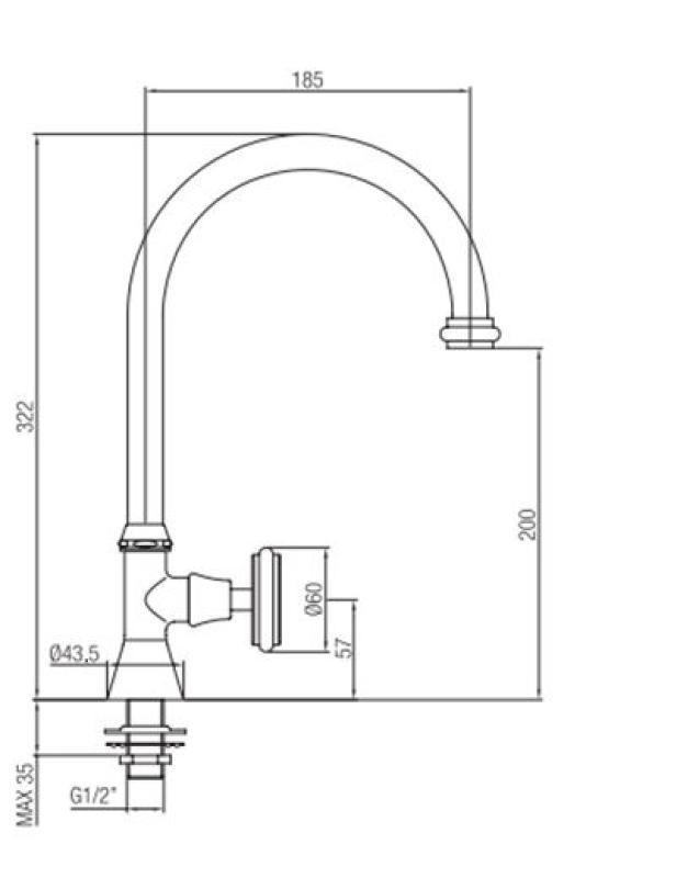 PB Classic washbasin tap with white lever cold water with high round spout bronze 1208953278
