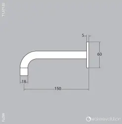 Waterevolution Flow bica de banheira 15cm latão escovado T167115LE