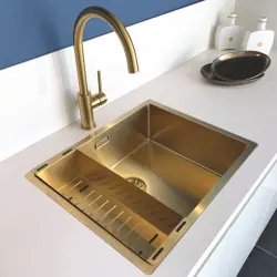 Lorreine 3415SP-Gold Luxe 1,5 pia com uma cuba e meia PVD Ouro dourado 3415cm 1208953417