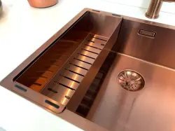 Lorreine 3415SP Cobre aço inoxidável 1,5 pia com uma cuba e meia PVD Cobre 3415cm 1208953418