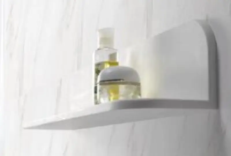 Solid-S Planchet Cesto de duche em superfície sólida, branco mate, 120 x 12 cm, com fixação oculta 1208953449