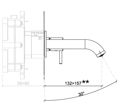 Misturador embutido para lavatório SB Round cromado 132mm