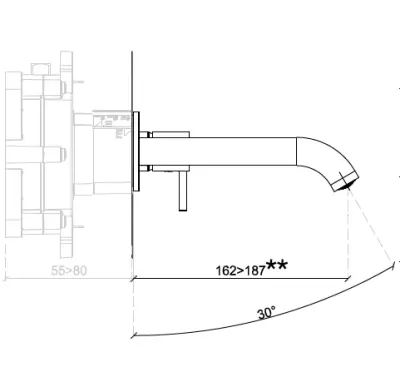 Misturador de lavatório embutido SB Round cromado 162mm