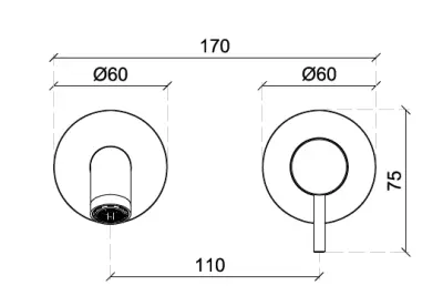 Misturador de lavatório embutido SB Round cromado 162mm