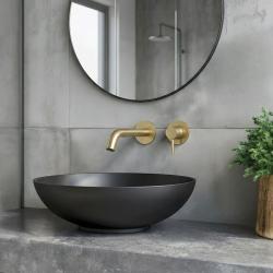 SB Round misturador de lavatório embutido em latão escovado PVD 162mm