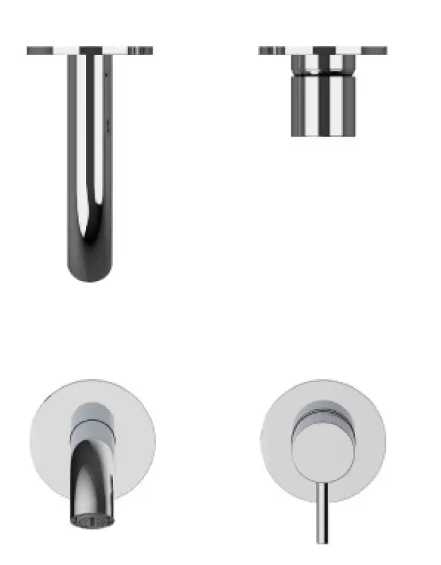 SB Round recessed basin mixer tap lead grey PVD 102mm