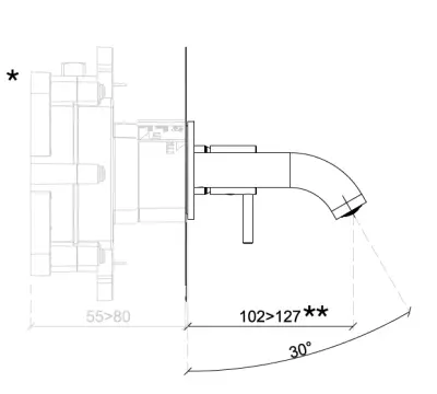 SB Round torneira de lavatório embutida em cobre escovado PVD 102mm
