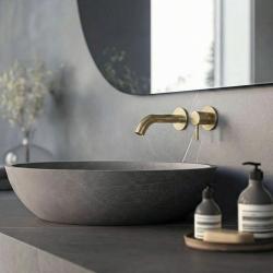 SB Round 316 misturador de lavatório embutido Latão Escovado PVD 102mm