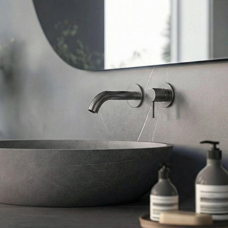 SB Round 316 misturador embutido para lavatório Gun Metal PVD 102mm