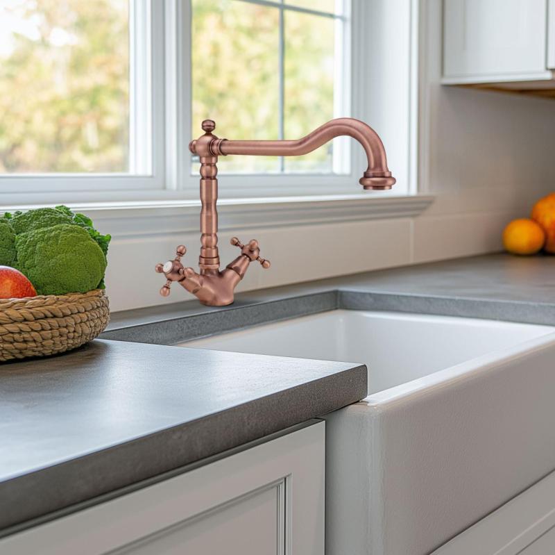 Nostálgica torneira de cozinha clássica V1910 Cobre com bica giratória 1208953526