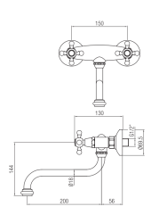 Nostálgica torneira de cozinha Classic de parede em cobre 1208953531