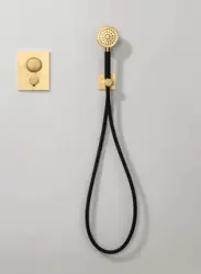 SB Rubinetterie Universale conjunto de chuveiro de mão com mangueira e gancho de parede em latão escovado dourado PVD 1208953551