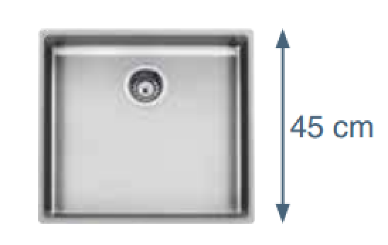 Foster L45 Especial Pia de Aço Inoxidável de 45 cm de Comprimento 50 x 45 cm Montagem Inferior 1208953724