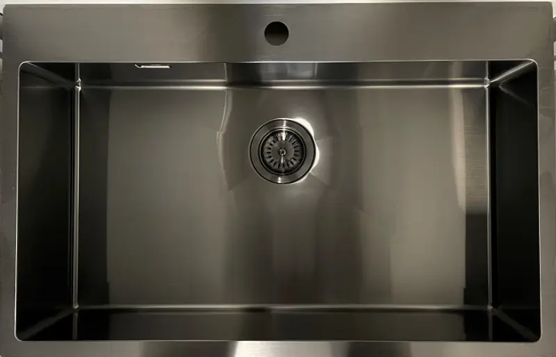 Ausmann Weser large stainless steel sink, anthracite color PVD Gun Metal 79x51 with tap hole, undermount, flush mount, and surface mount 067137