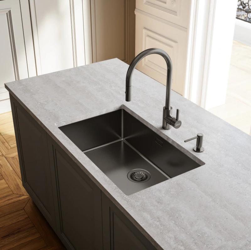 Franke Kitchen tap Eos Neo with spout pull-out spray head pvd gun metal 115.0628.256