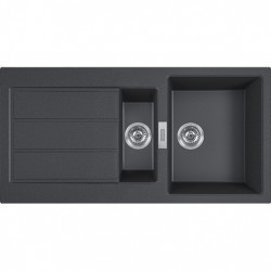 Franke Sirius 2 S2D 651 plástico preto 1,5 pia com uma e meia bacia com escorredor de superfície 100x50 143.0634.554