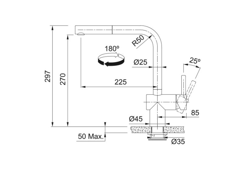 Franke torneira de cozinha com sensor em aço inox escovado Atlas Neo com bica extensível inox 115.0625.523