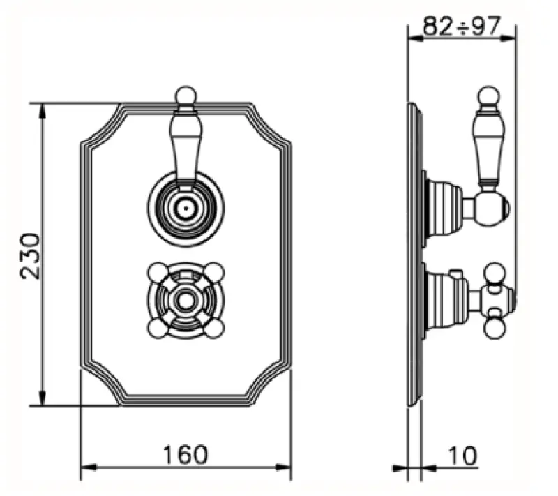 PB classic nostalgic Built-in thermostat with diverter chrome 1208953839