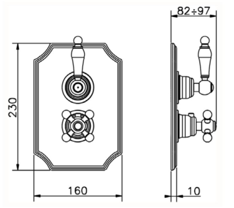 PB classic nostalgic classic built-in shower set chrome with hand shower and rain shower 225mm 1208953841
