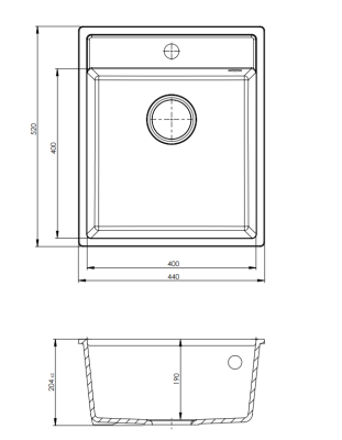 GraniteMy Bremen Pia de Granito 44x52 cm Preto – Montagem de Sobrepor, Embutida e Nivelada com Bancada para Torneira e Válvula de Aço Inoxidável 1208953861.
