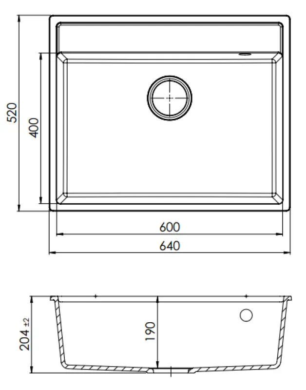 GraniteMy Bremen granite sink 64x52 cm black top mount, undermount and flush mount with faucet hole bench 1208953874