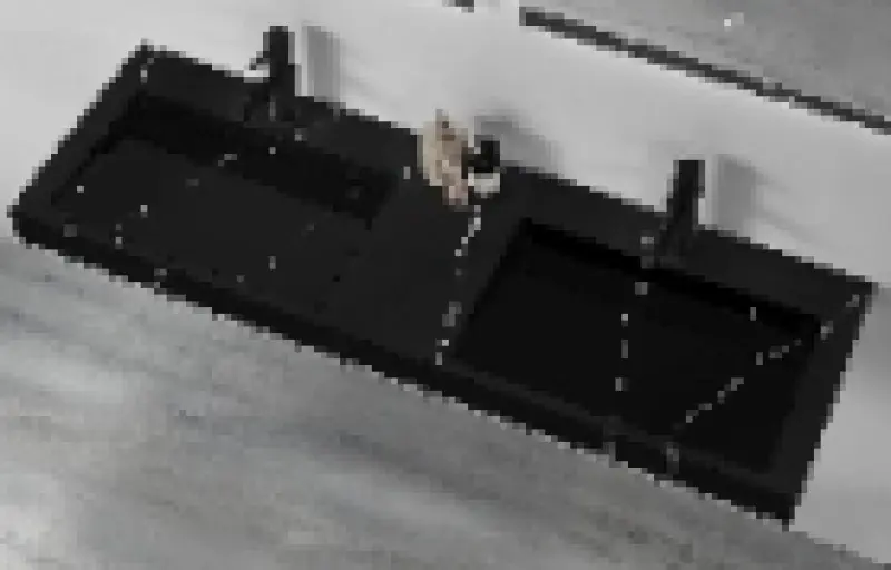 Pia dupla Solid-S Marble de superfície sólida em mármore preto fosco sem furo para torneira com tampa sólida B180xD45xH8 1208953889.