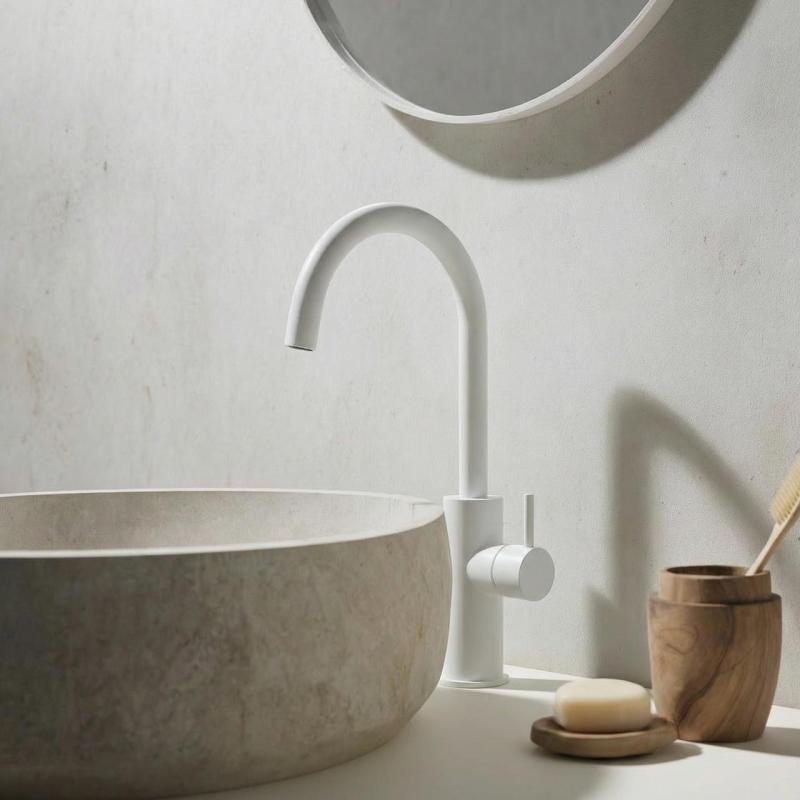 Torneira de lavatório Waterrevolution Flow, modelo alto, branco mate T1121FUBR