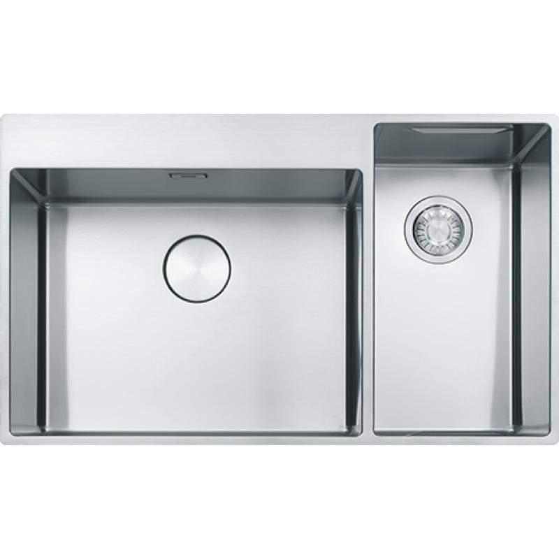 Franke Box Center BWX220-54-27 stainless steel sink left with chopping board knife set and wire basket 86x51cm 127.0587.643