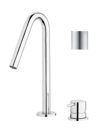 Waterevolution Flow torneira de lavatório de 2 furos totalmente em aço inoxidável com bica pequena de 120mm T1121VIE