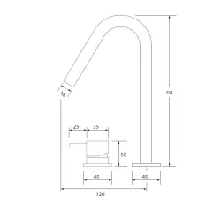 Torneira de lavatório de 2 furos Waterevolution Flow em cromo com bica alta V 120mm T1122V01